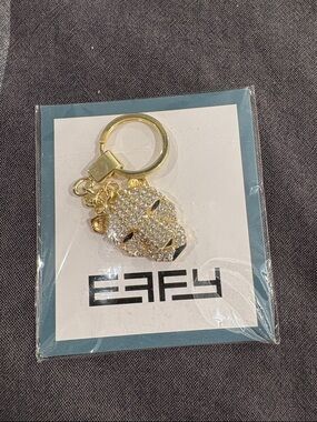 Effy Gold and Clear Crystal Leopard Head Keychain